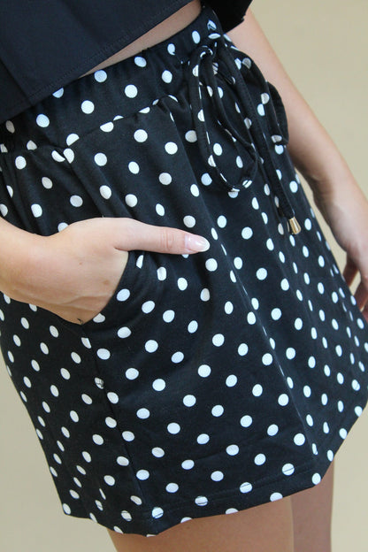 Itsy Bitsy Black Polka Dot Mini Skirt
