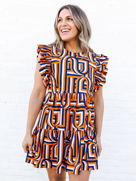 Dress Everly Touchdown Navy/Orange