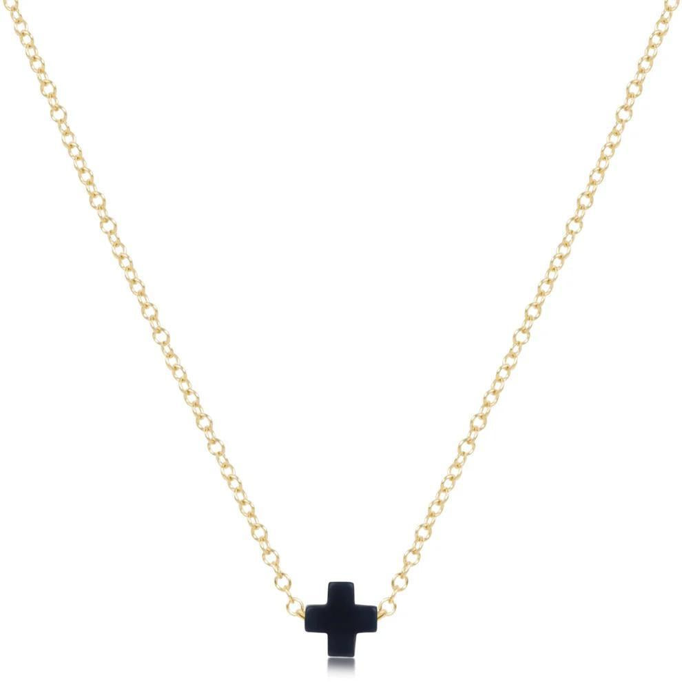 egirl 14" Necklace Gold- Signature Cross Small Navy