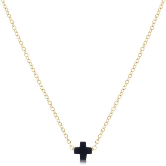 egirl 14" Necklace Gold- Signature Cross Small Navy