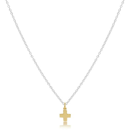 16" Necklace Mixed Metal- Signature Cross Gold Charm