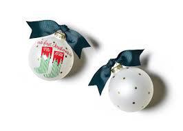 OUR FIRST CHRISTMAS AS MR. & MRS. STOCKINGS ROUND GLASS ORNAMENT