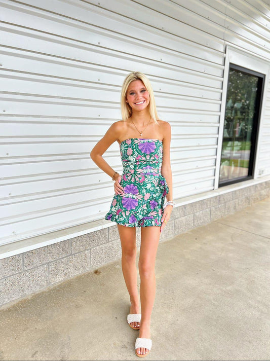 Leah Green Cotton Romper