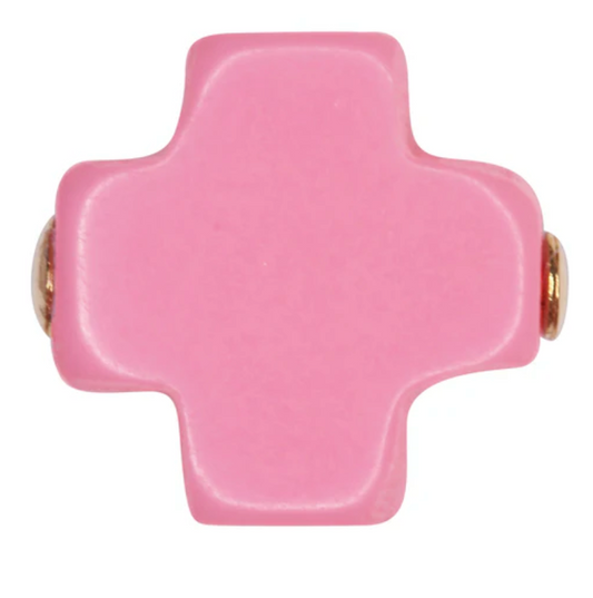 egirl Signature Cross Gold Pattern 3mm Bead Bracelet - Bright Pink