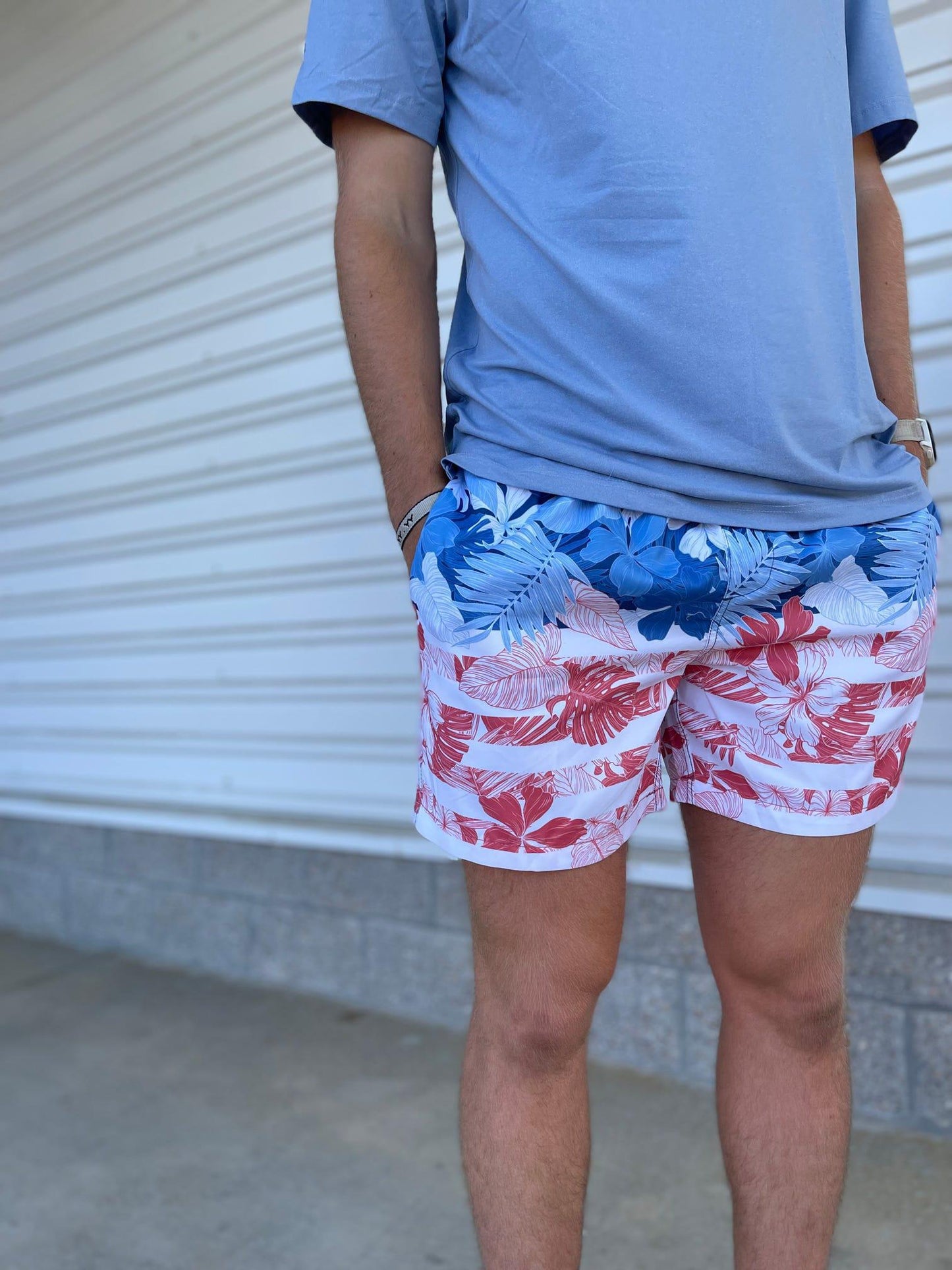 Men's Swim Shorts with Tropical Flag