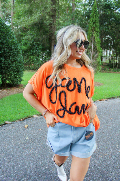 Game Day Metallic Tee Orange