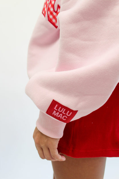 Lulu Mac Pink with Red Gingham Sweatshirt