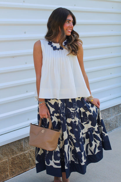 Navy Oasis Midi Skirt
