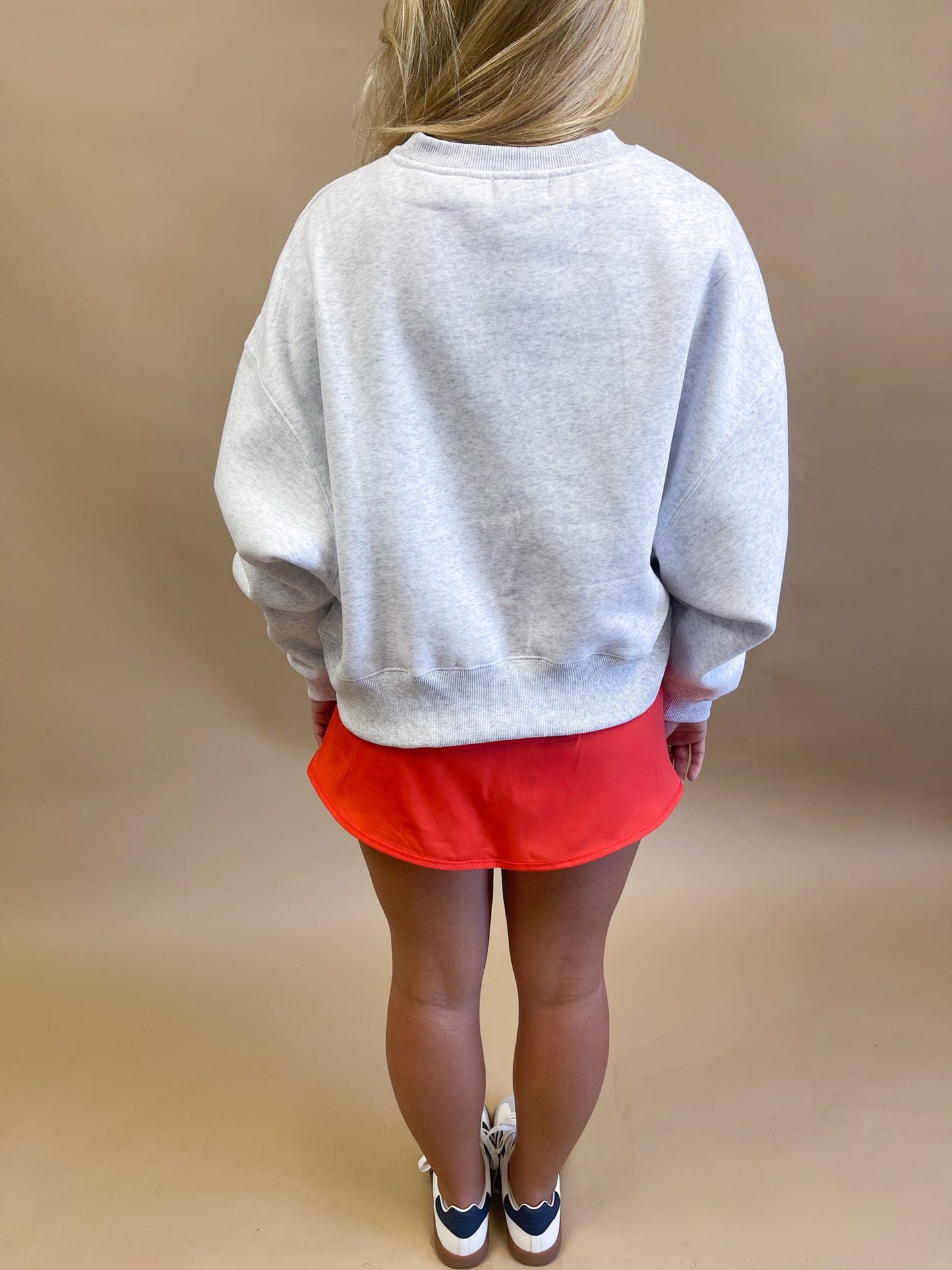 The Becca Boxy Crewneck Sweatshirt Top with Woven Label