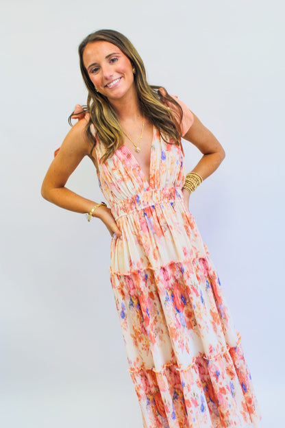 Watercolor Romance Floral Maxi Dress