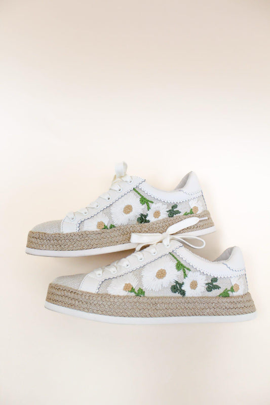 Azalia White Floral Sneakers