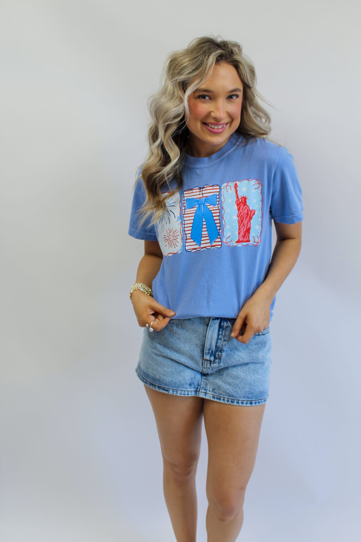 Ribbon Liberty Stamp Tee Top