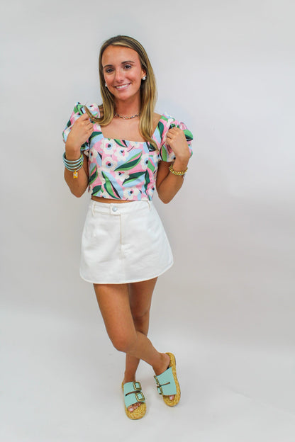 Algorithm Approved Puff Sleeve Crop Top
