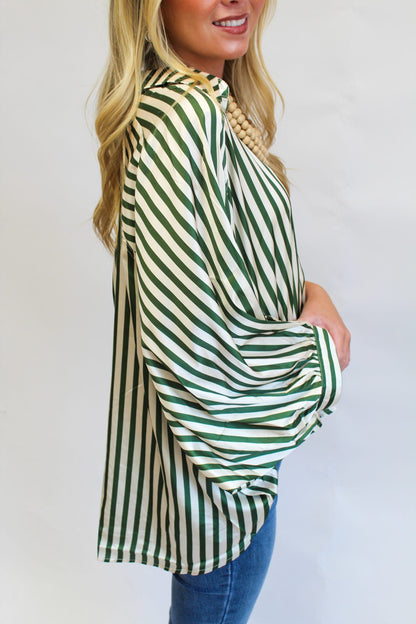 Starla Stripe Puff Sleeve Buttondown Top