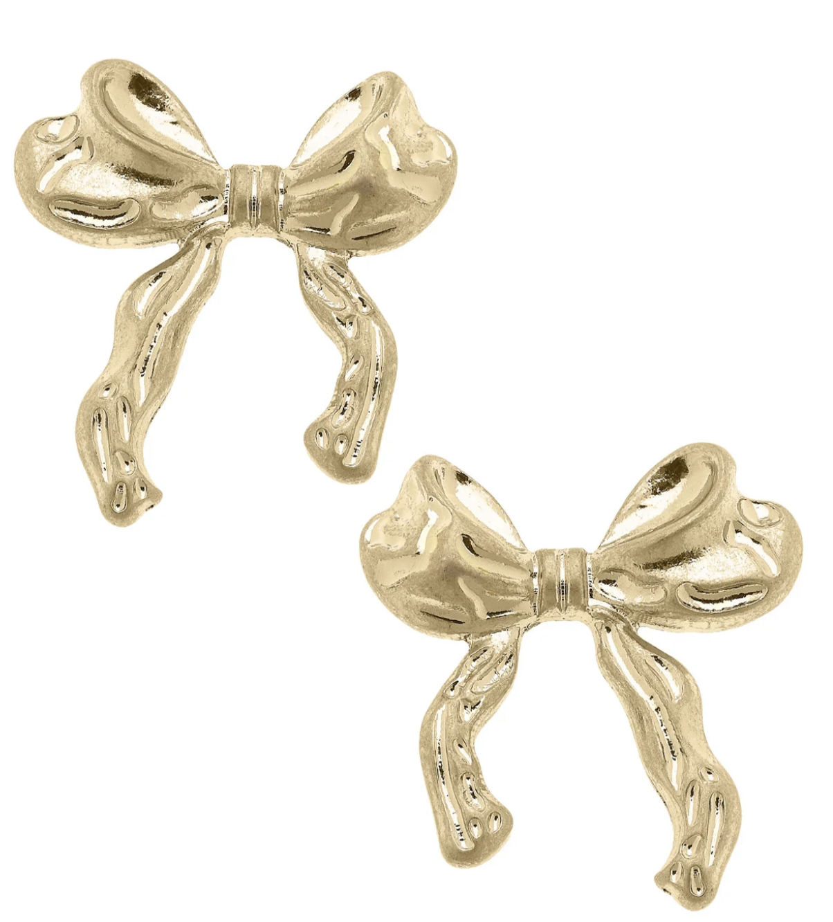 Athens Statement Bow Stud Earrings in Worn Gold