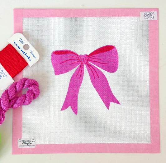 Pink Red Bow 18 Mesh Needlepoint Canvas