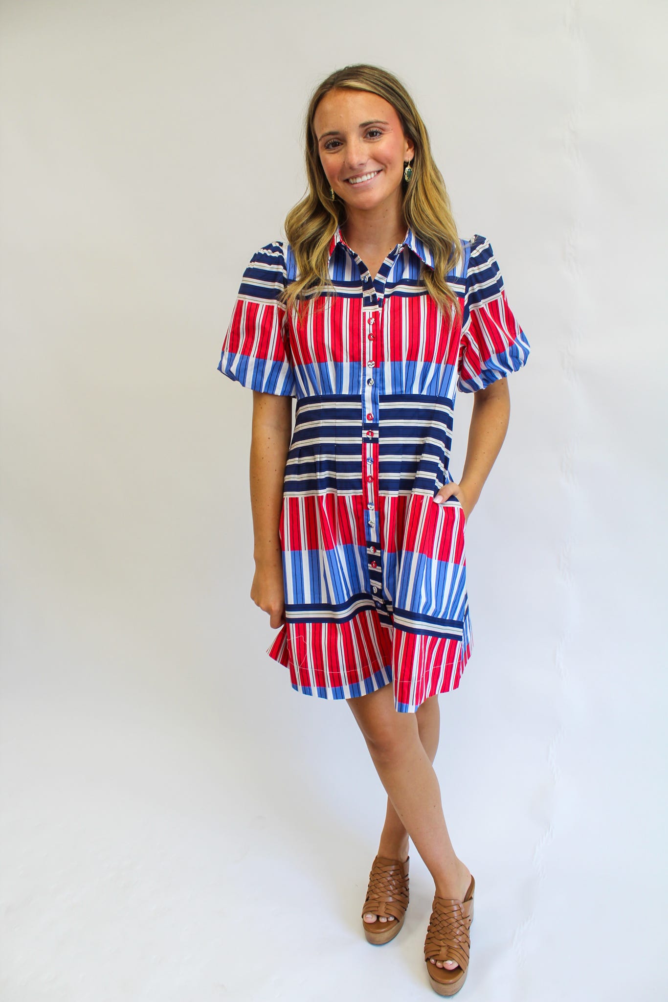 Fireworks Color Block Striped Mini Dress