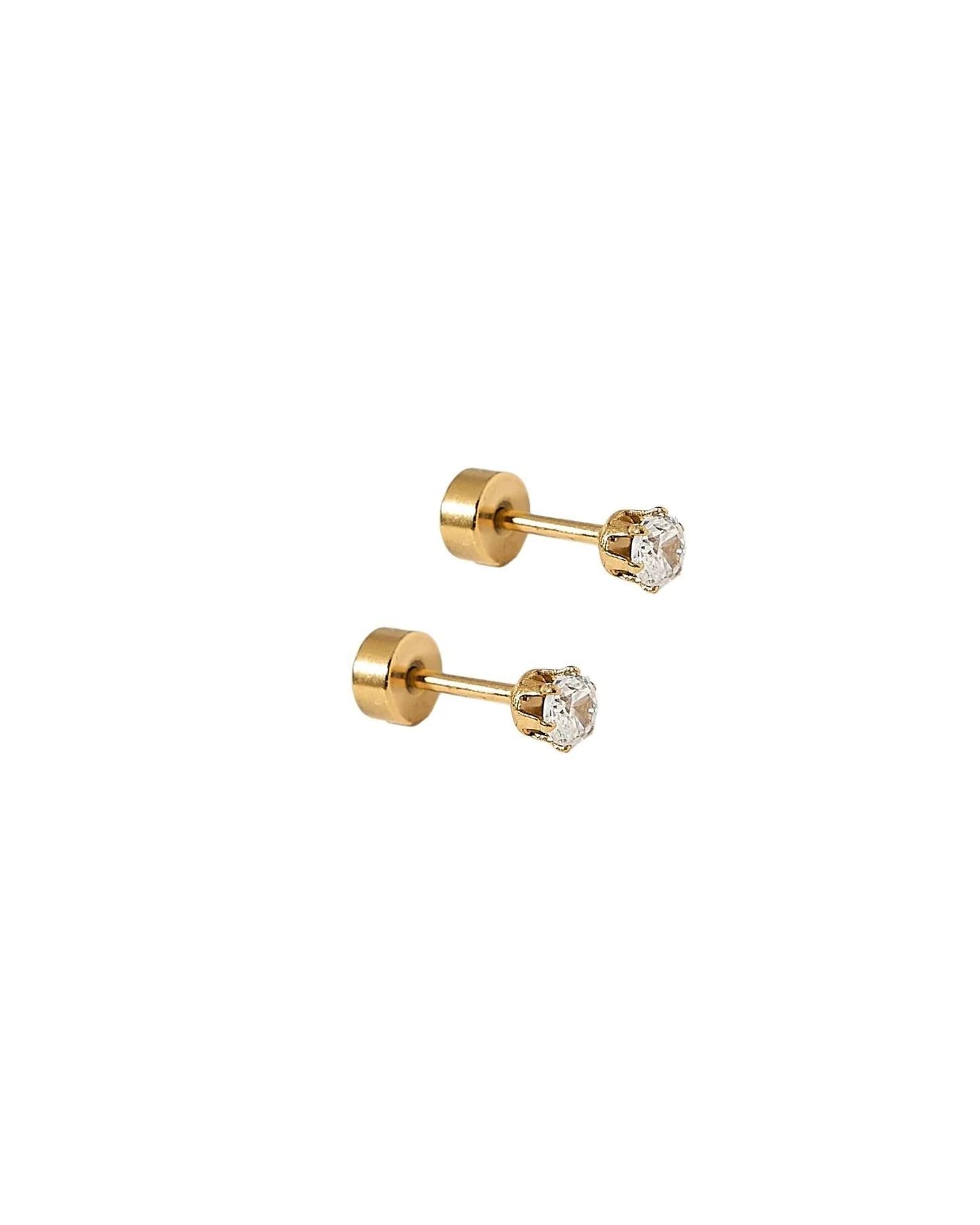 Gold Micro Helen Screwback Stud Earrings