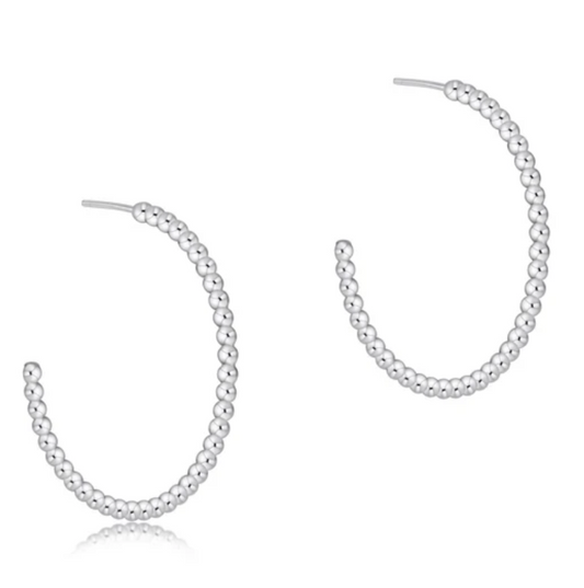 Beaded Classic 1.25" Post Hoop - 2mm Sterling