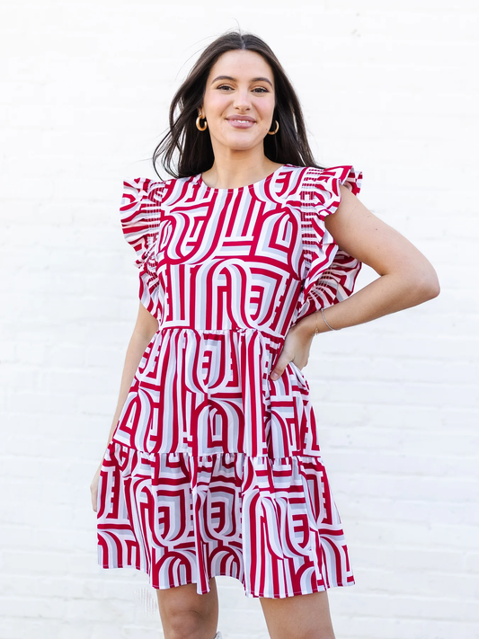 Dress Everly Touchdown Crimson/White