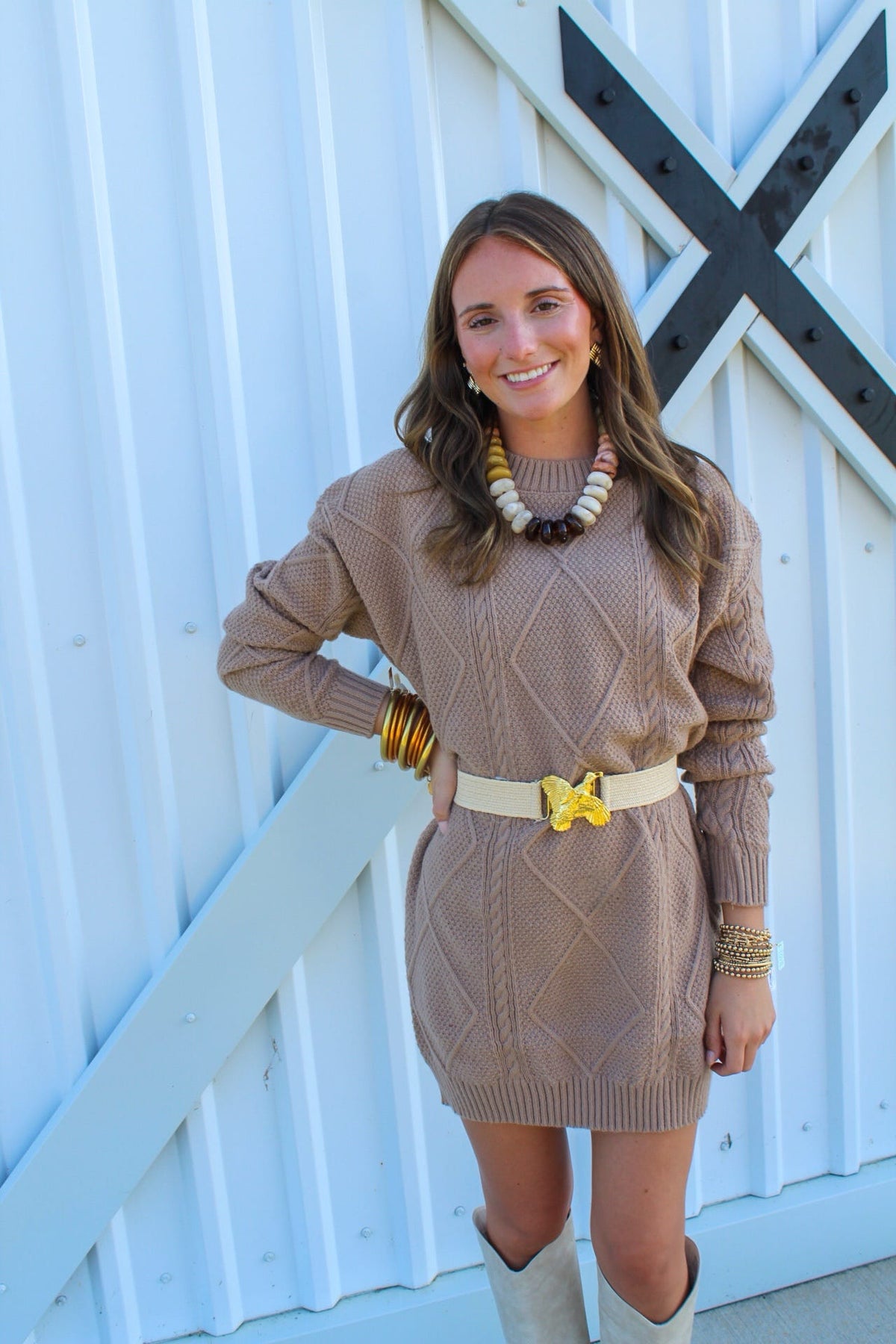 Camden Cable Knit Loose Sweater Dress