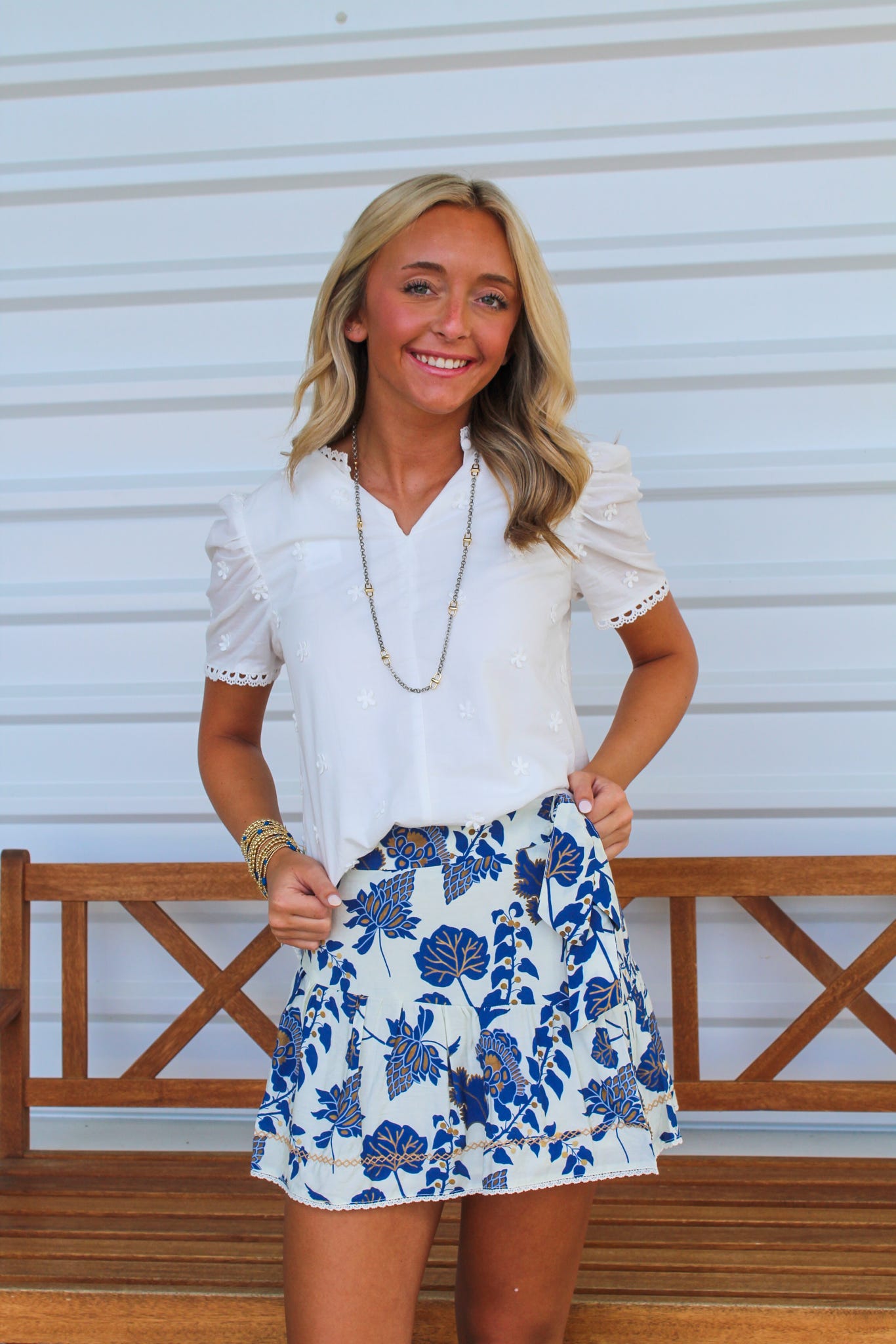 He's Obsessed Smocked Detail Skirt - Navy