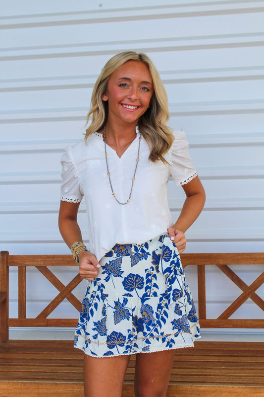 He's Obsessed Smocked Detail Skirt - Navy
