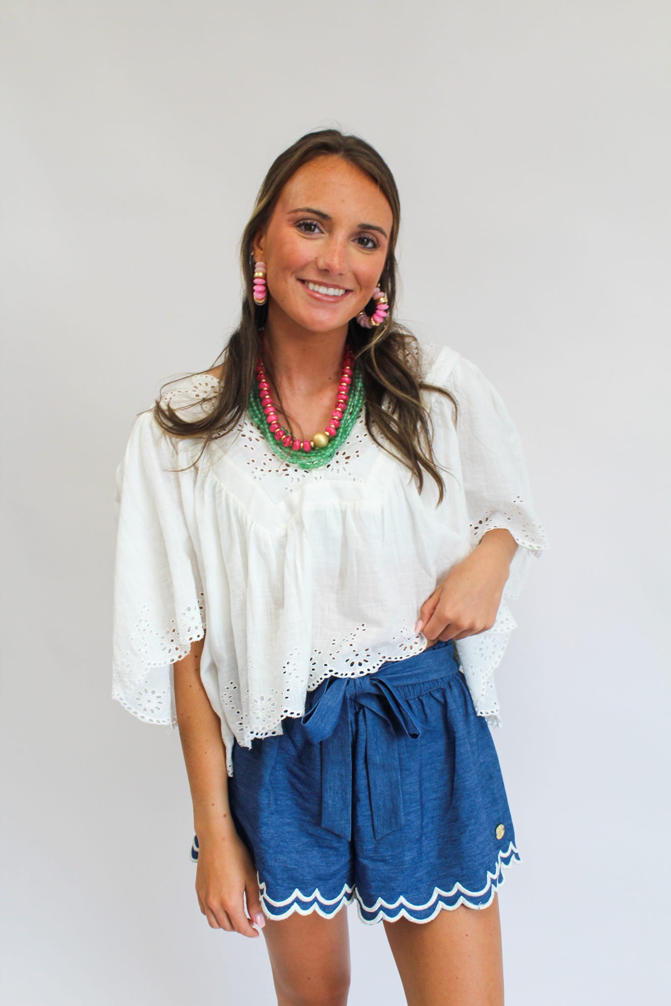 Scalloped Embroidered Shorts