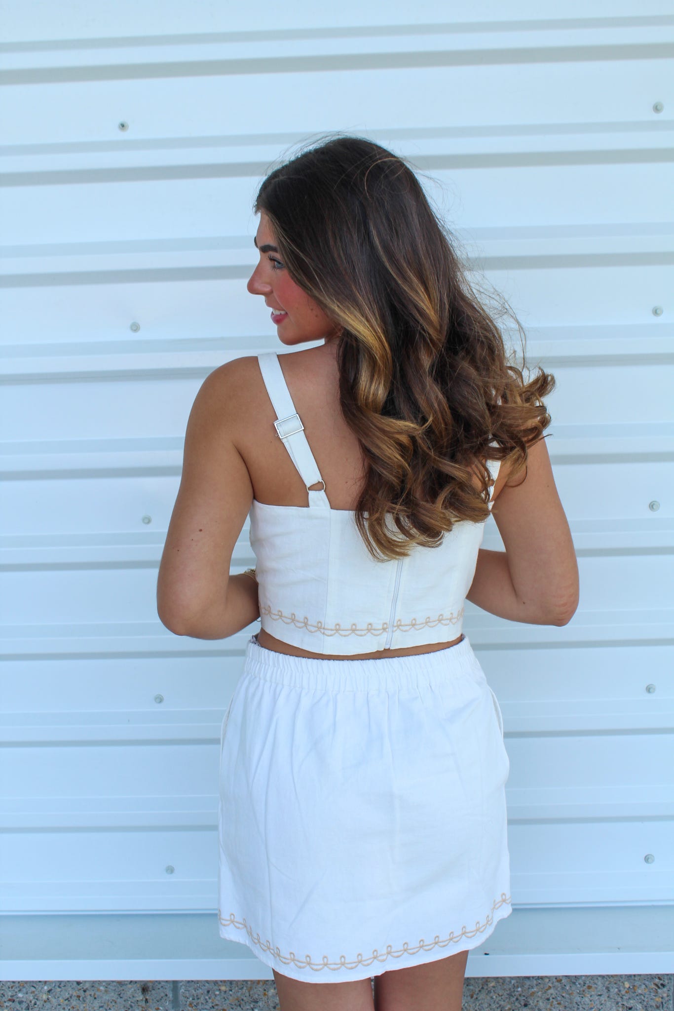 Saturday by the Shore Embroidered Mini Skirt