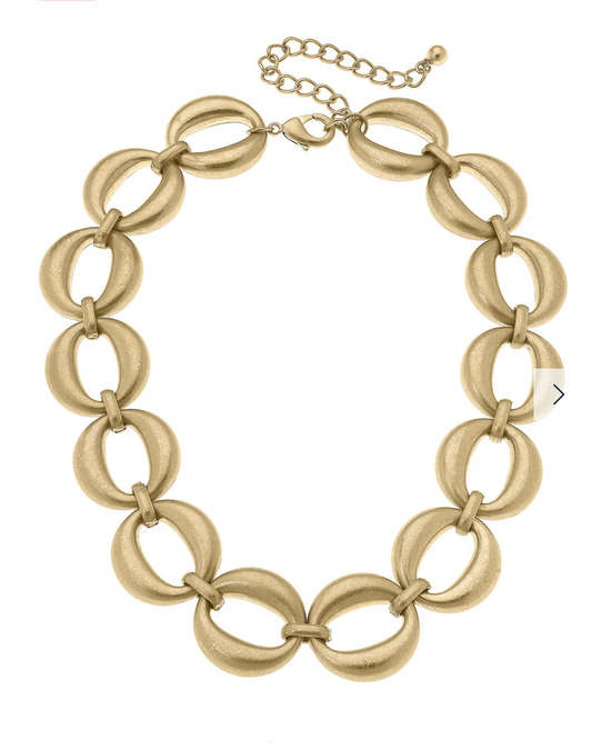 Gia Linked Statement Necklace in Worn Gold