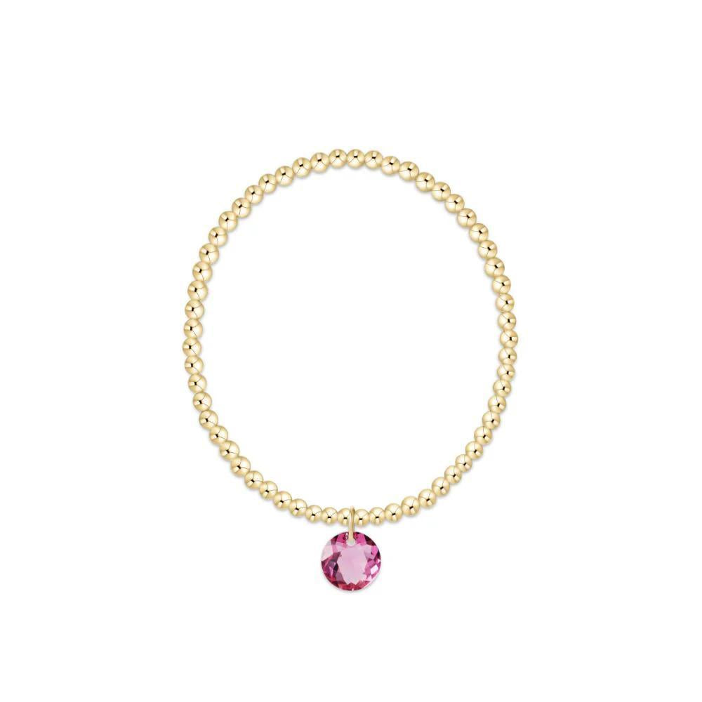 Classic Gold 3mm Bracelet- Reflection Charm- 10