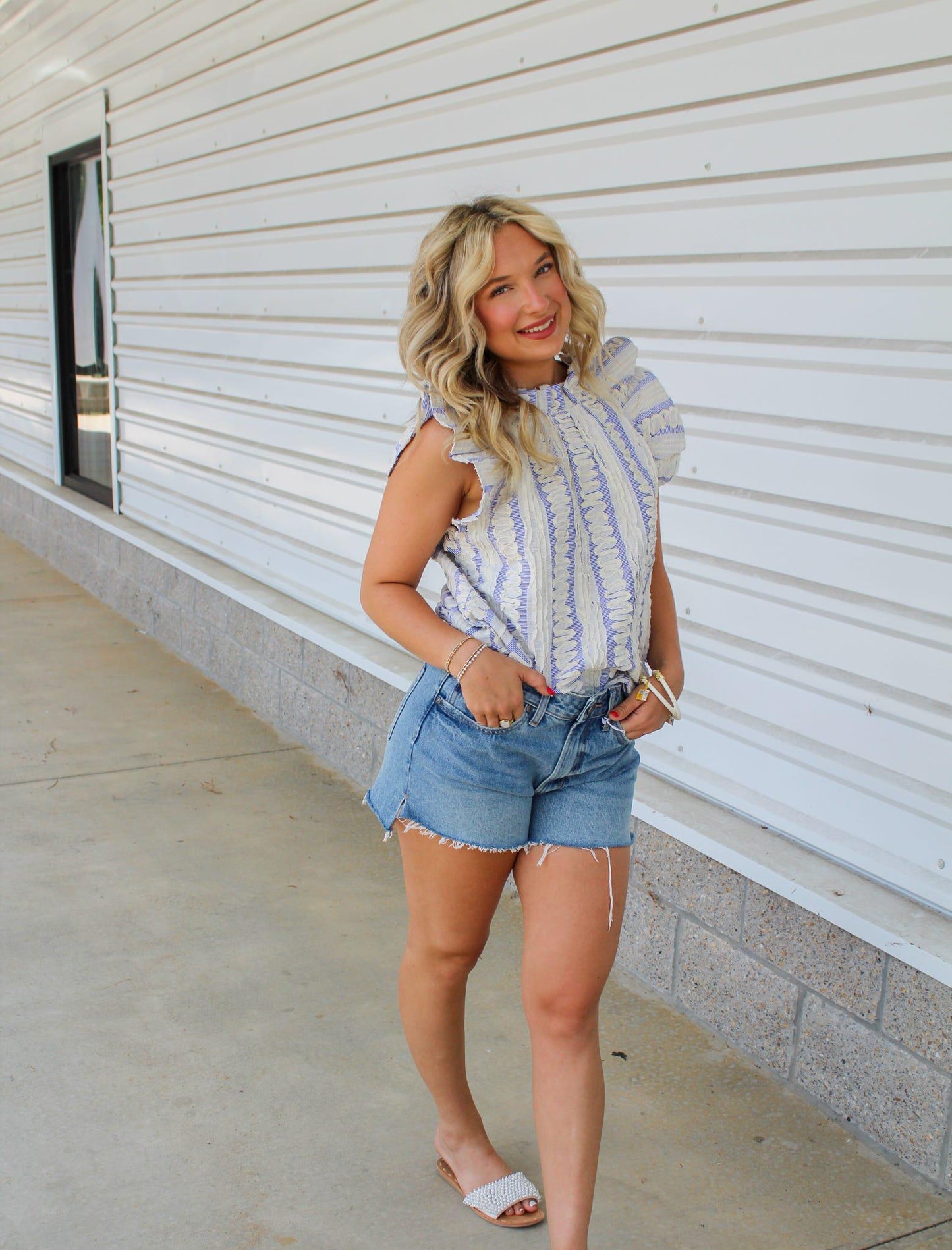 Saylor Striped Detailed Top