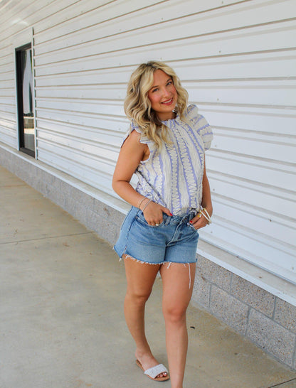 Saylor Striped Detailed Top