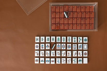 Origami Mahjong Tile set Azure / Lucite Display Box