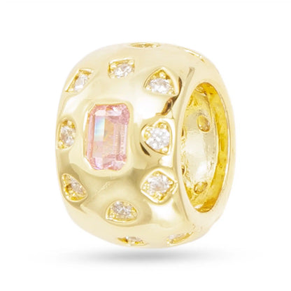 Gold CZ Wide Round Charm