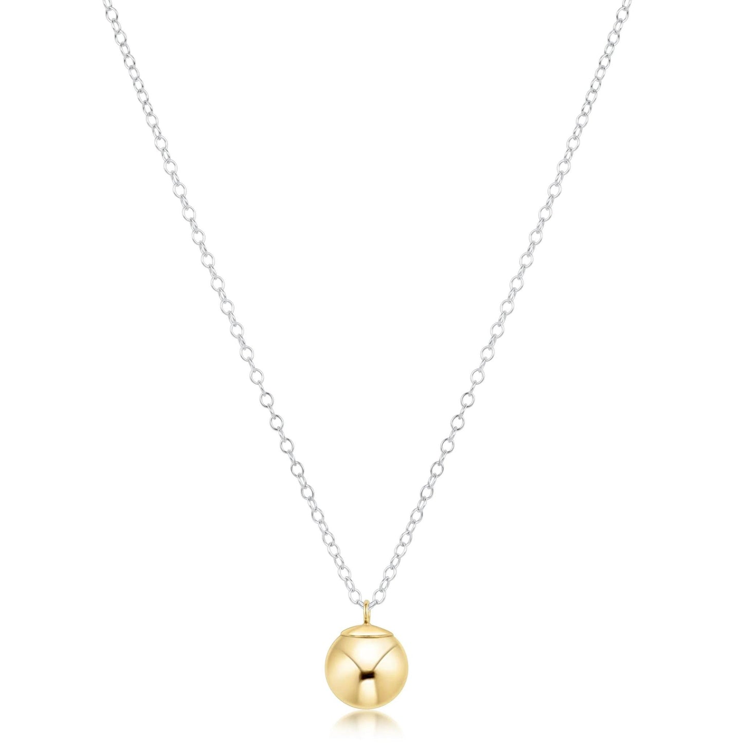 16" Necklace Mixed Metal- Classic Gold 8mm Charm