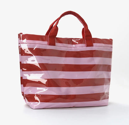 Colorblock Striped Tote Bag - Waterproof Beach Bag