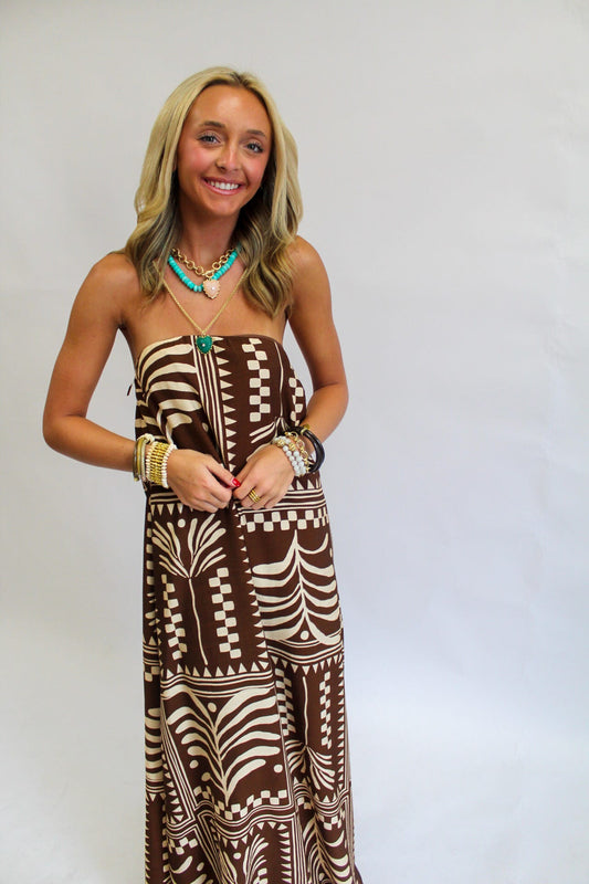 Terracotta Script Maxi Dress