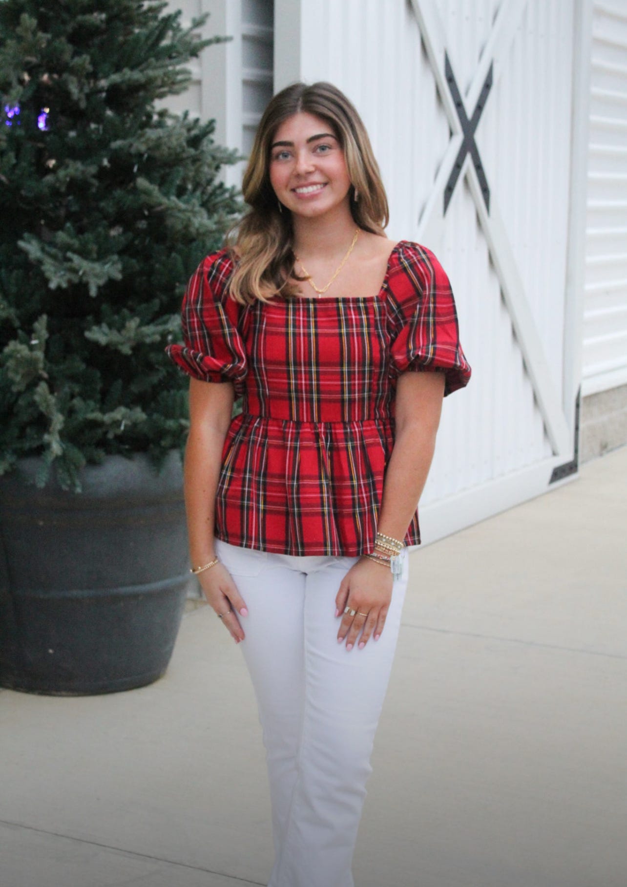 Isabel Red Plaid Top