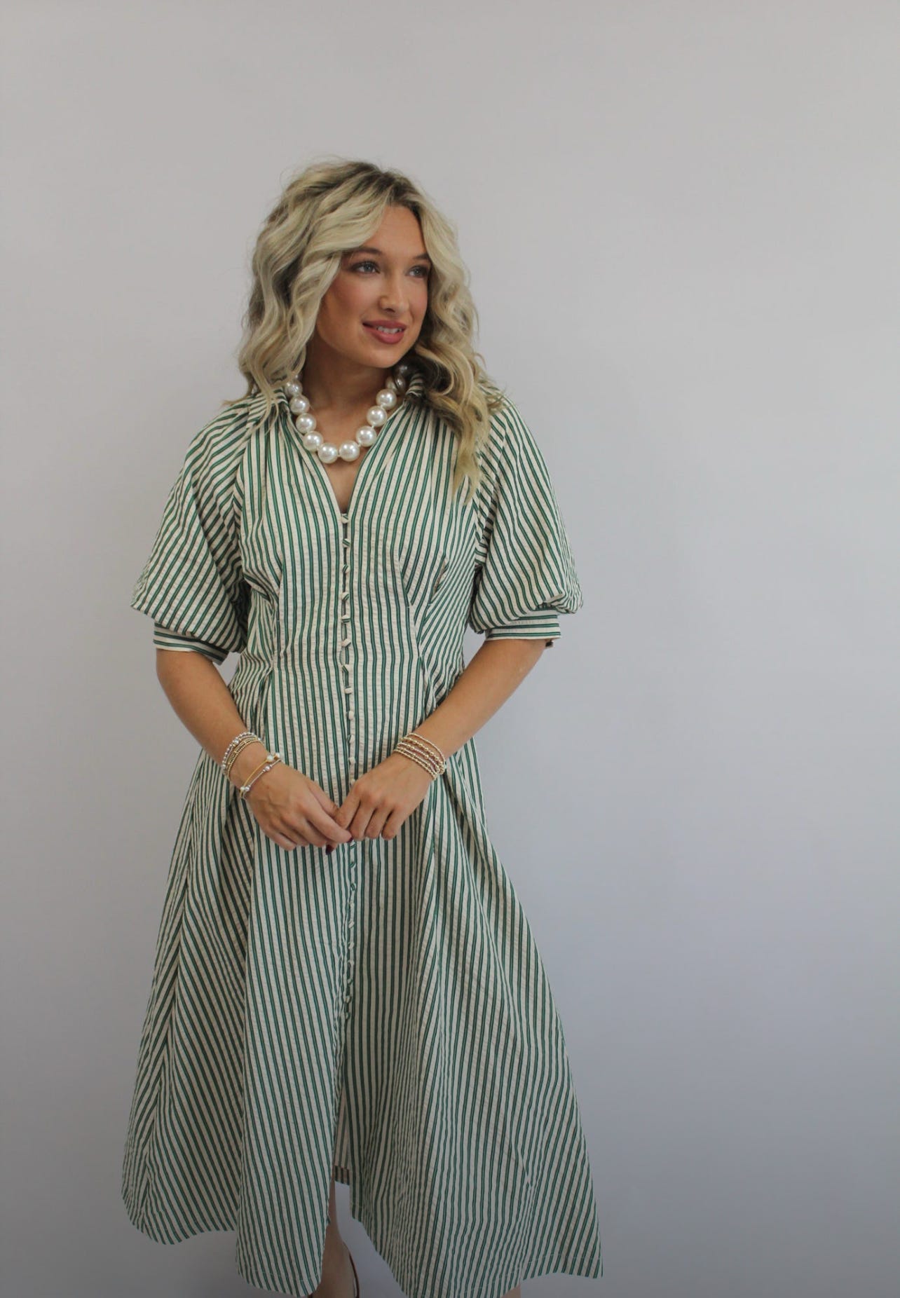 Pippa Puff Sleeve Striped Maxi Dress