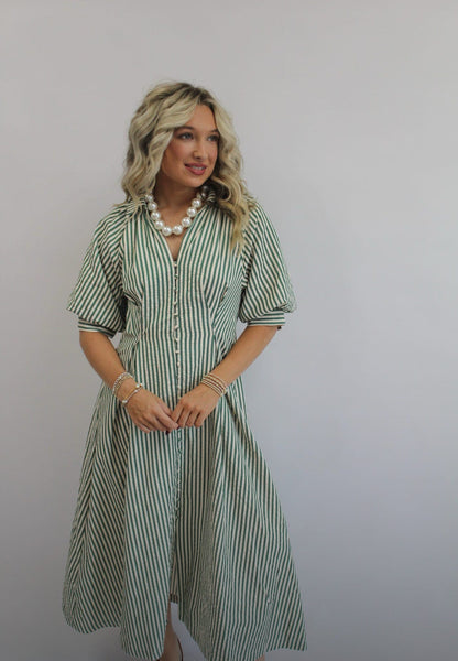Pippa Puff Sleeve Striped Maxi Dress