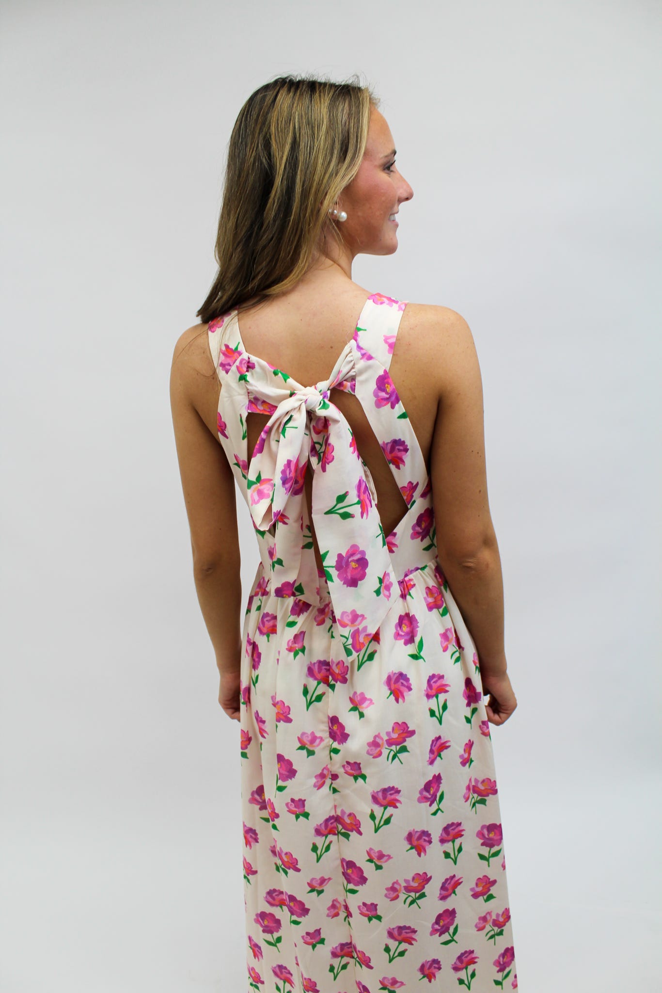 Bella Cream Floral Midi Dress