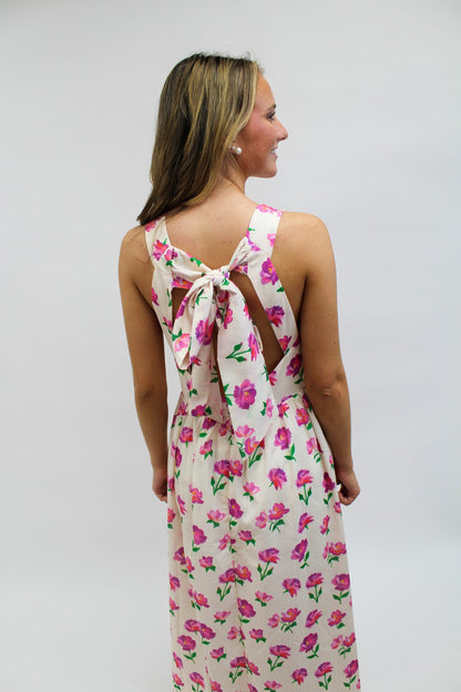 Bella Cream Floral Midi Dress