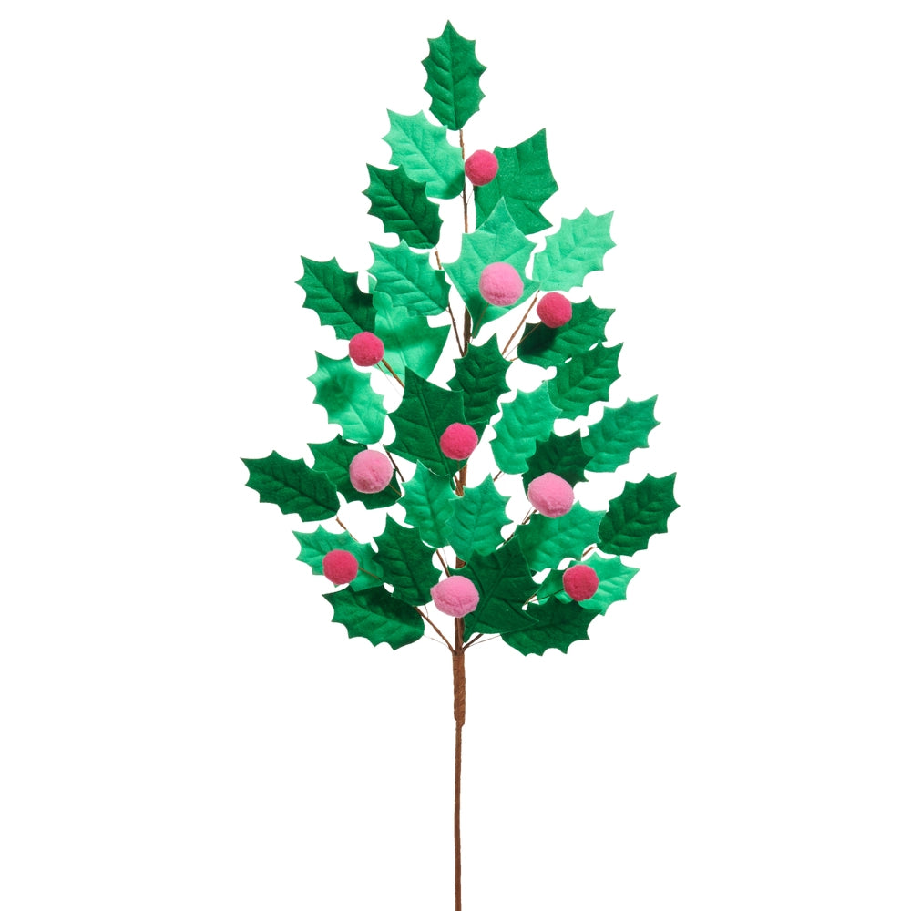 Pink Holly Felt Spray Decor