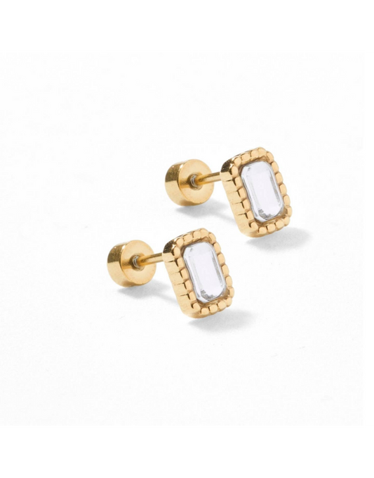 Clear Gold Madison Screwback Stud Earrings
