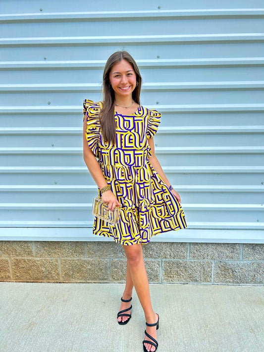 Gameday Dress Everly Touchdown Purple/Gold
