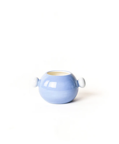 Iris Blue Medium Round Vase with Knob Handles