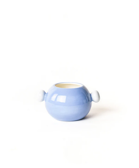 Iris Blue Medium Round Vase with Knob Handles