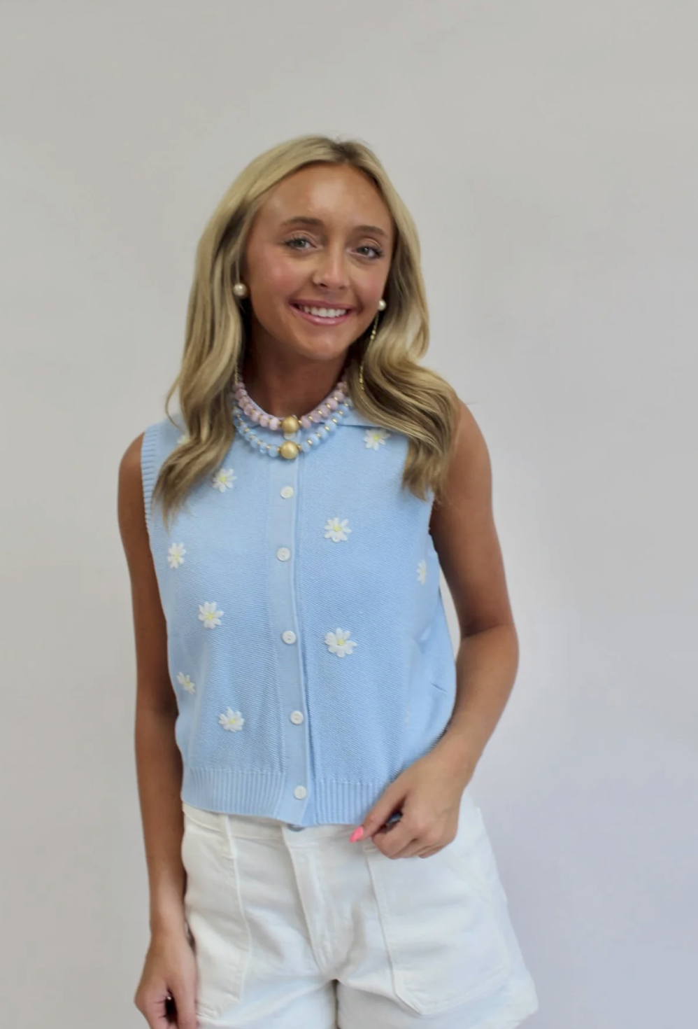 April in Bloom Floral Embroidered Knit Top