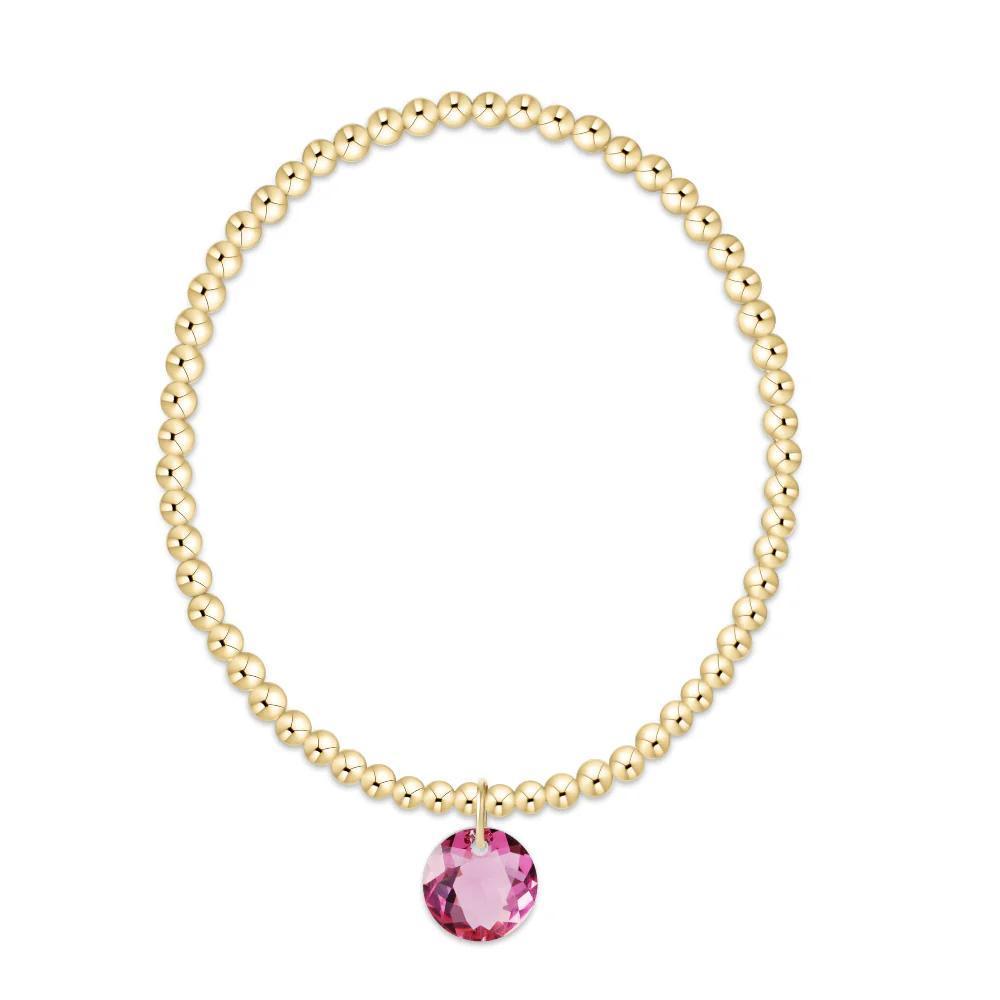 Extends Classic Gold 3mm Bracelet - Reflection Charm ( Birthstone )